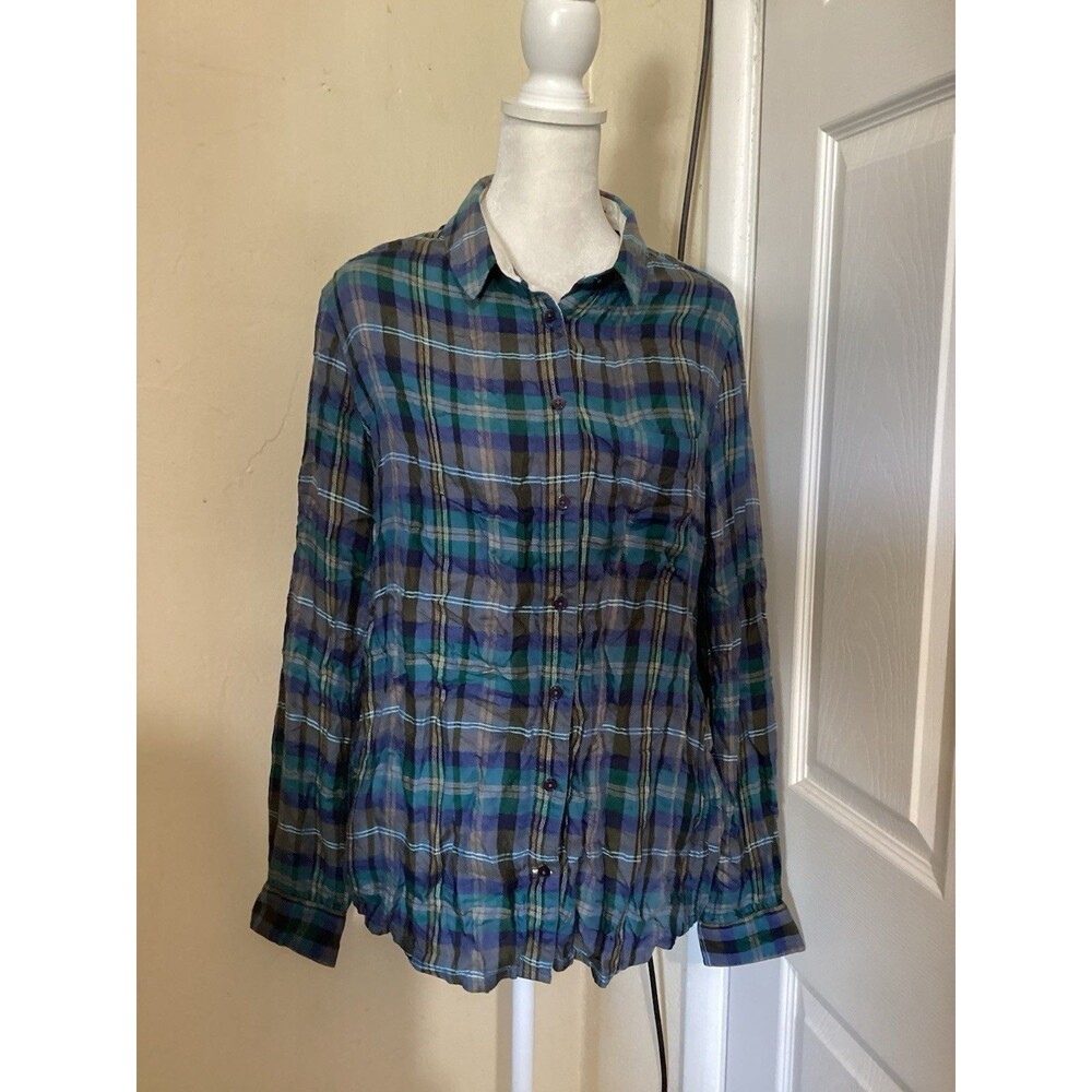 Jack Wills Blue Plaid Boyfriend Fit Button Up Shirt 8